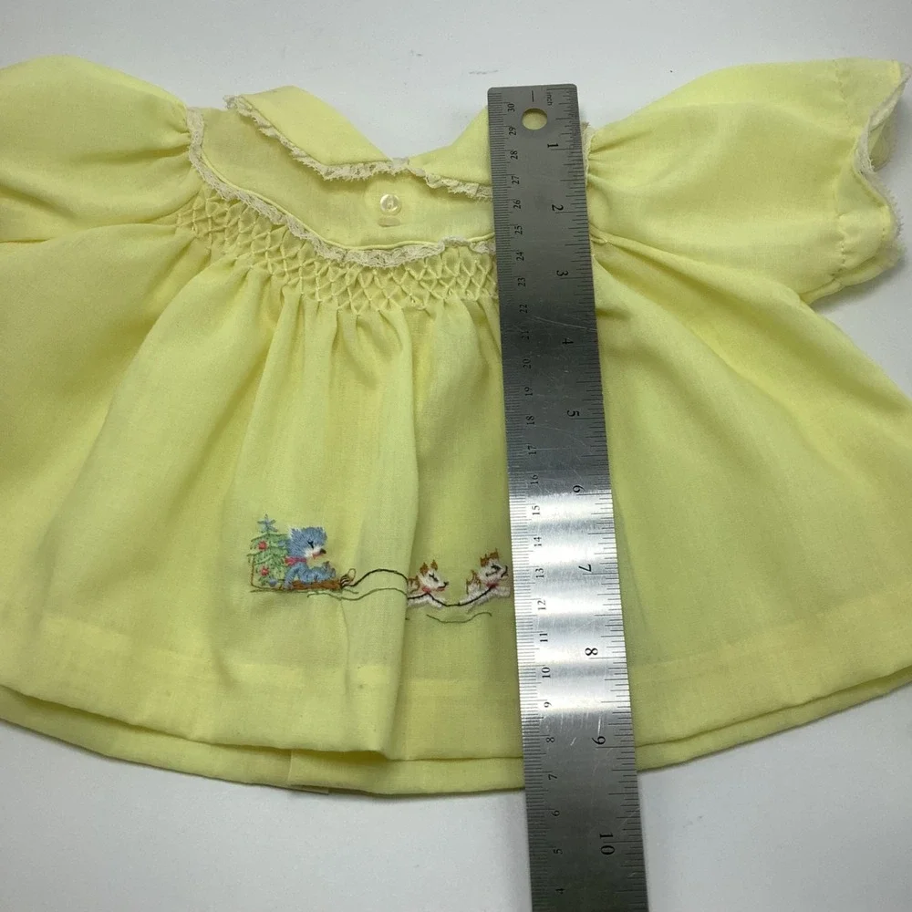 Vintage Newborn Smocked‎ Dresses Lace Trimmed & Embroidered Pink & Yellow